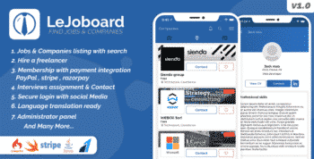 LeJoboard iOS & Android, Job board portal, Freelancers, Manage interviews with Admin panel