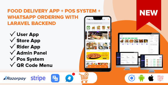 Food Delivery App + POS System + WhatsApp Ordering - Complete SaaS Solution (ionic 5 & Laravel)